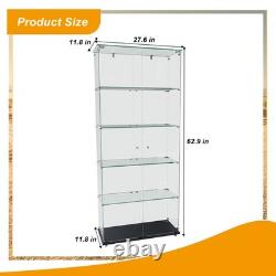 5-Tier Tempered Glass Display Case Curio Storage Cabinet with5 Dynamic LED Modes