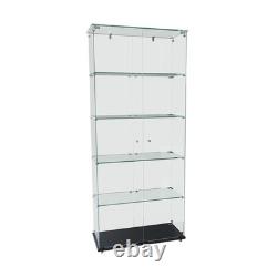 5-Tier Tempered Glass Display Case Curio Storage Cabinet with5 Dynamic LED Modes