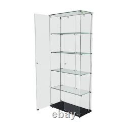5-Tier Tempered Glass Display Case Curio Storage Cabinet with5 Dynamic LED Modes