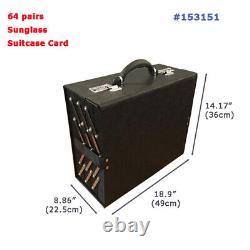 64 Pairs Suitcase Card Black Sunglass Eyeglasses Storage Organizer Display Case