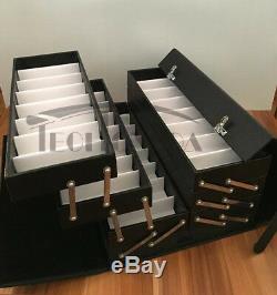 64 Slot Luxurious Black Eyeglasses Sunglasses Storage Organizer Display Case Box