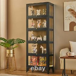 67 Curio Display Cabinet with20 Color Lights Adjustable 5-Tier Glass Display Case