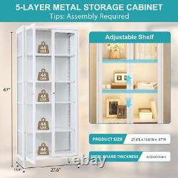 67 Display Cabinet LED Curio Storage Shelf&Bookcase for Collectible Toys Books