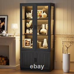 67 Display Cabinet with Acrylic Doors, LED Curio Bookcase Trophy Case Storage