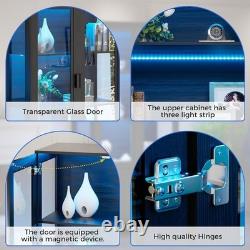 67 Display Cabinet with Acrylic Doors, LED Curio Bookcase Trophy Case Storage