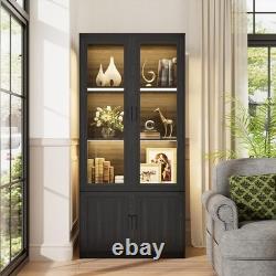 67 Display Cabinet with Acrylic Doors, LED Curio Bookcase Trophy Case Storage