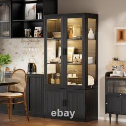 67 Display Cabinet with Acrylic Doors, LED Curio Bookcase Trophy Case Storage
