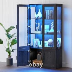 67 Display Cabinet with Acrylic Doors, LED Curio Bookcase Trophy Case Storage