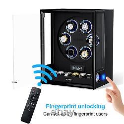 6+6 Automatic Watch Winders Fingerprint Watch Storage Display Case LED/RGB Balck