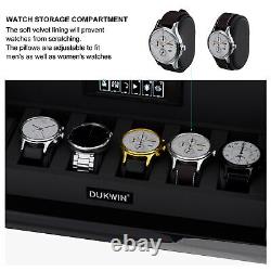 6+6 Automatic Watch Winders Fingerprint Watch Storage Display Case LED/RGB Balck