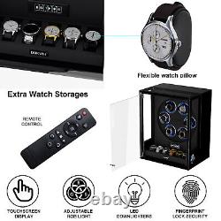 6+6 Automatic Watch Winders Fingerprint Watch Storage Display Case LED/RGB Balck