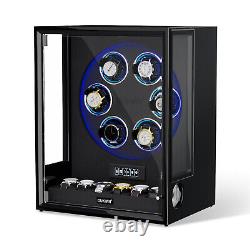 6+6 Automatic Watch Winders Fingerprint Watch Storage Display Case LED/RGB Balck