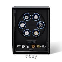 6+6 Automatic Watch Winders Fingerprint Watch Storage Display Case LED/RGB Balck