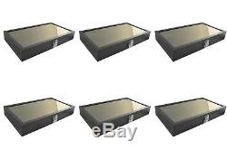 6 Black Glass Lid Top Utility Display Storage Sales Boxes Jewelry Cases