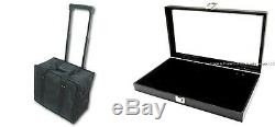 6 Glass Top Black Pad Jewelry Medals Pins Display Storage Cases & Carrying Case