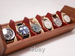 6 Slot Wooden Watch Box Display Case Organizer Glass Jewelry Storage Men
