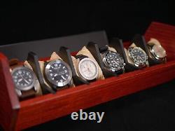 6 Slot Wooden Watch Box Display Case Organizer Glass Jewelry Storage Men