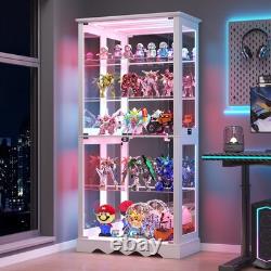 71 Glass Display Cabinet with Doors, 5-Tier RGB Curio Cabinet for Collectibles