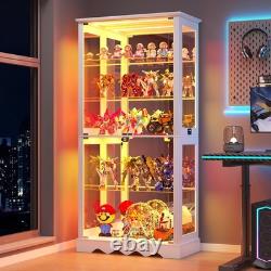 71 Glass Display Cabinet with Doors, 5-Tier RGB Curio Cabinet for Collectibles