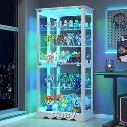 71 Glass Display Cabinet with Doors, 5-Tier RGB Curio Cabinet for Collectibles