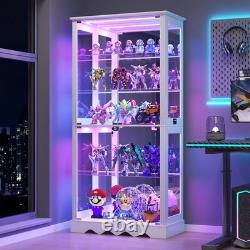 71 Glass Display Cabinet with Doors, 5-Tier RGB Curio Cabinet for Collectibles