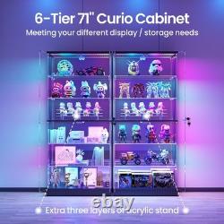 71 Tall Display Cabinet with Glass Doors & RGB Lights, App Control for Figures