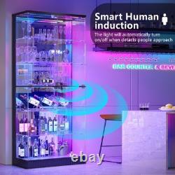71 Tall Display Cabinet with Glass Doors & RGB Lights, App Control for Figures