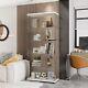 74h 5-shelf Glass Display Cabinet With 2 Door, Collection Display Case Bookshelf