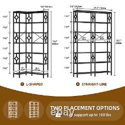 7Tier Corner L-Shaped Bookshelf Convertible Book case Storage Shelf Display Rack