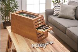 7 Drawer Collector's Cabinet Knife Display Case Tool Storage Solid Wood Quality