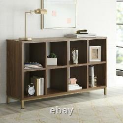 8 Cube Storage Organizer with Metal Base Open Face Display Case Vintage Walnut New