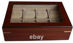 8 Piece (6 + 2) XL Oversized Large Cherry Wood Watch Display Case And Storage