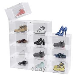 9/12Pack Clear Shoe Storage Box Plastic Sneaker Display Case Organizer Container