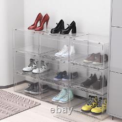 9/12Pack Clear Shoe Storage Box Plastic Sneaker Display Case Organizer Container