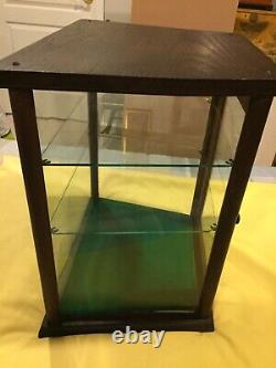 ANTIQUE OAK DISPLAY CASE STORE COUNTER TOP WithTWO GLASS SHELVES-NICE CONDITION