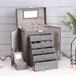 ANWBROAD 6 Tier Huge Jewelry Box Jewelry Organizer Box Display Storage Case Hold