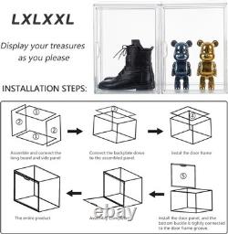 Acrylic Box Display Case, Clear Plastic Stackable Storage Bins with Magnetic