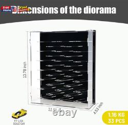 Acrylic Display Case 164 Diecast Cars 40 Car Wall Mount Case with LED Lights