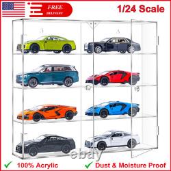 Acrylic Display Case For 1/24 Scale Diecast Storage, 4 Levels 8 Slots Toy Cars