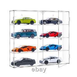 Acrylic Display Case for 1/24 Scale Diecast Storage, 4 Levels 8 Slots Cars Sh