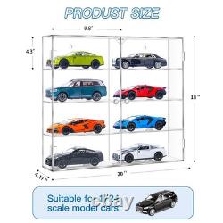 Acrylic Display Case for 1/24 Scale Diecast Storage, 4 Levels 8 Slots Cars Sh