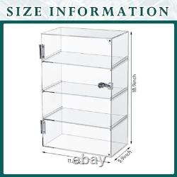 Acrylic Display Case with Lock Key 11.8 x 5.9 x 18.9 Inch Removable 4 Tier