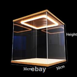 Acrylic Display Case with Ring LED Lights for Action Figure Car Models and Doll