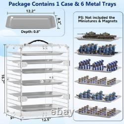 Acrylic Miniature Display Case with 6 Metal Trays and Magnetic Door