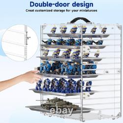 Acrylic Miniature Display Case with 6 Metal Trays and Magnetic Door