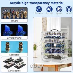 Acrylic Miniature Display Case with 6 Metal Trays and Magnetic Door