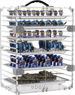 Acrylic Miniature Display Case with 6 Metal Trays and Magnetic Door