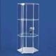 Acrylic Mirror Bottom Rotating Hexagon Display Case 8-1/4 X 8-1/4 X 18-7/8