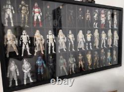 Action Figure Display Case 3.75 Figurine Toy Shelf Showcase Wood 36 Pcs Holder