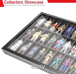 Action Figure Display Case 3.75 Figurine Toy Shelf Showcase Wood 36 Pcs Holder